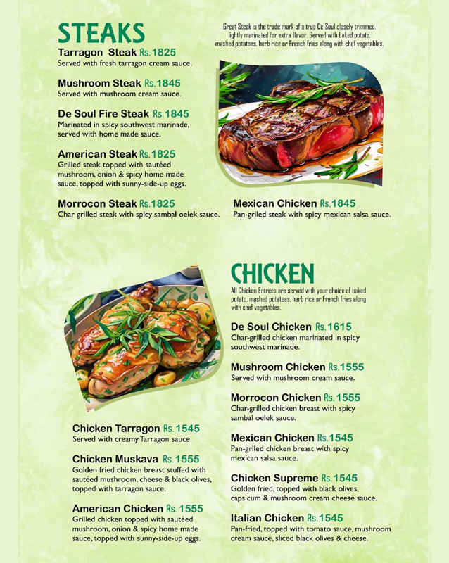 De Soul Cafe & Restaurant menu