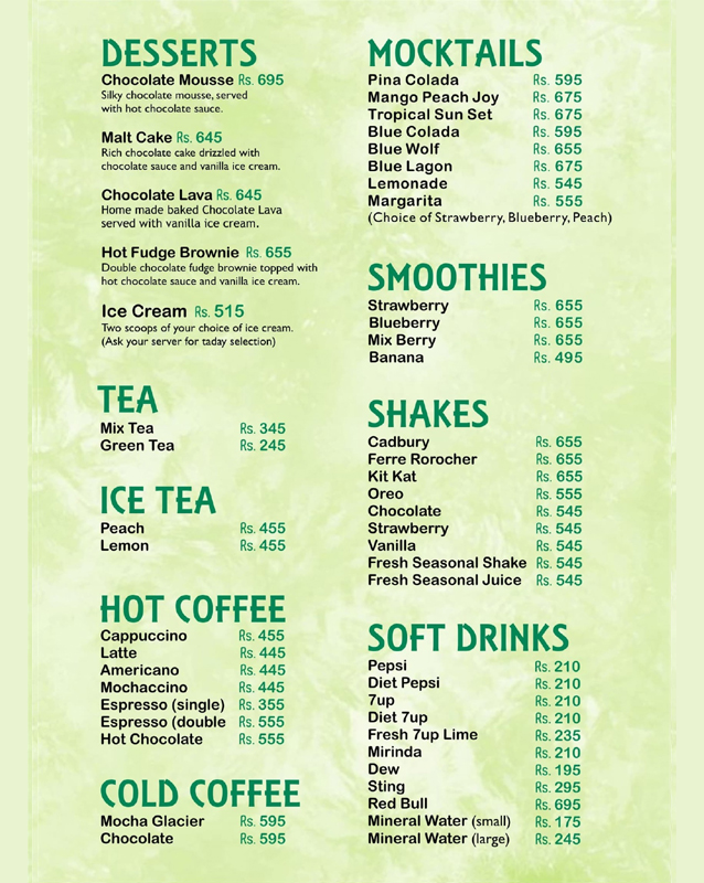 De Soul Cafe & Restaurant menu