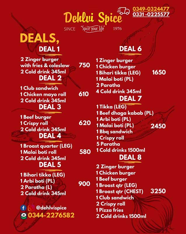 Dehlvi Spice menu
