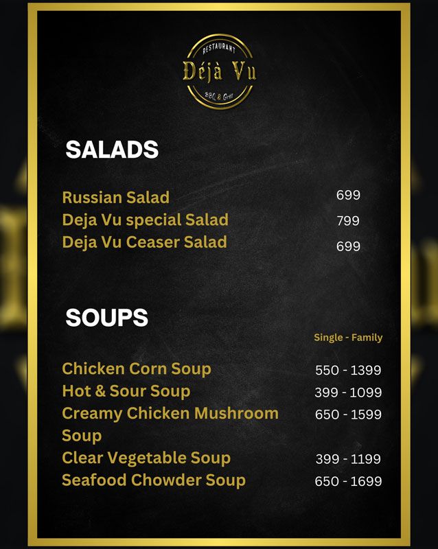 Deja Vu Restaurant BBQ & Grill menu