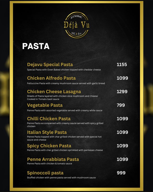 Deja Vu Restaurant BBQ & Grill menu