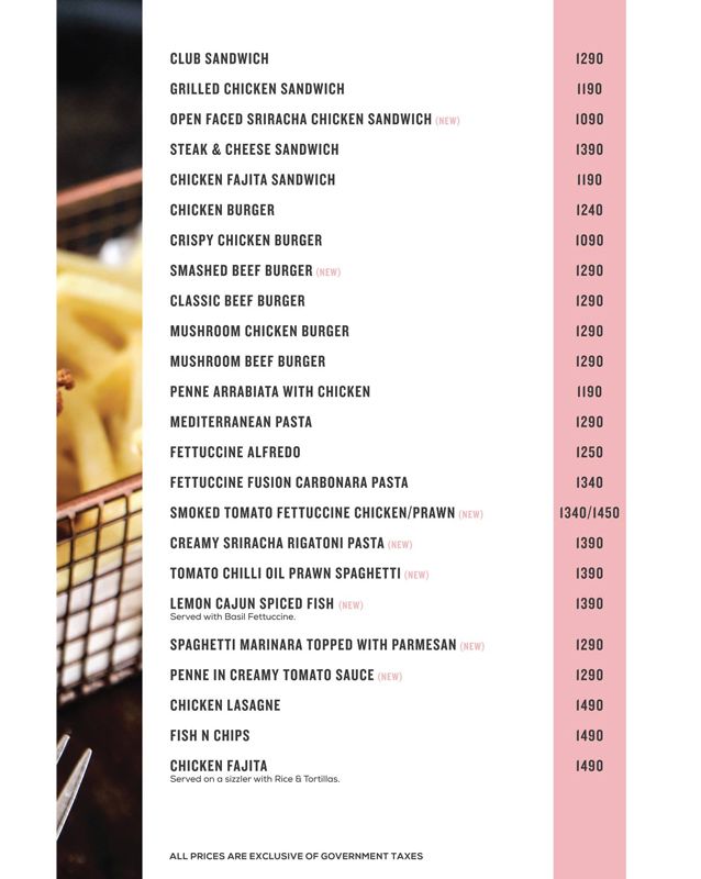 Del Frio menu