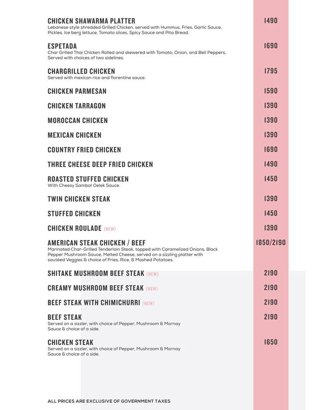 Del Frio menu