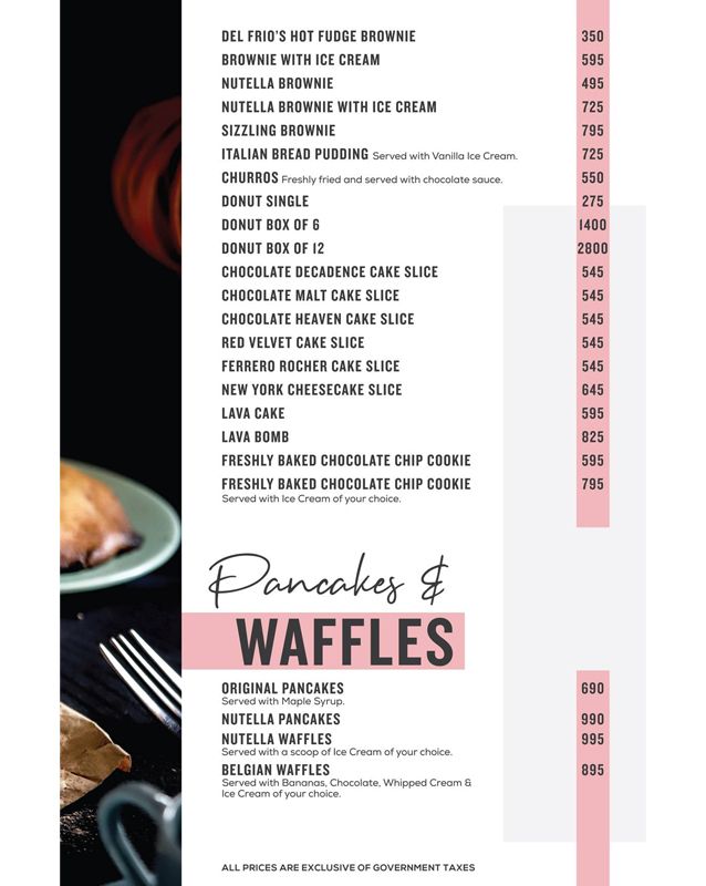 Del Frio menu