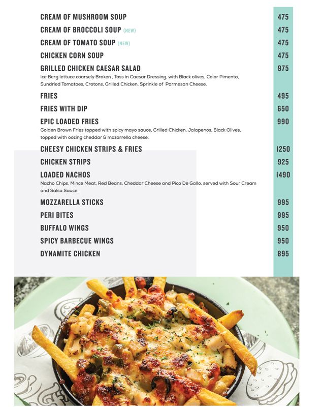 Del Frio menu