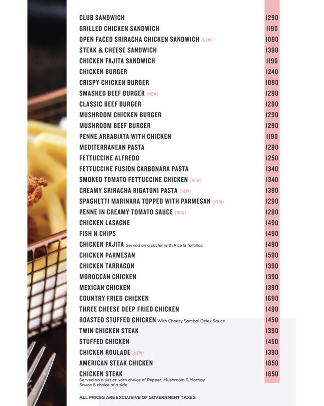 Del Frio menu