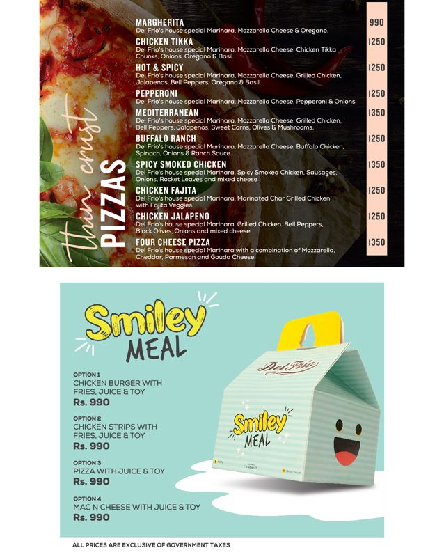 Del Frio menu