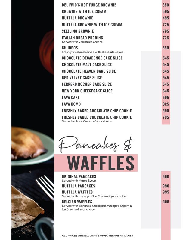 Del Frio menu