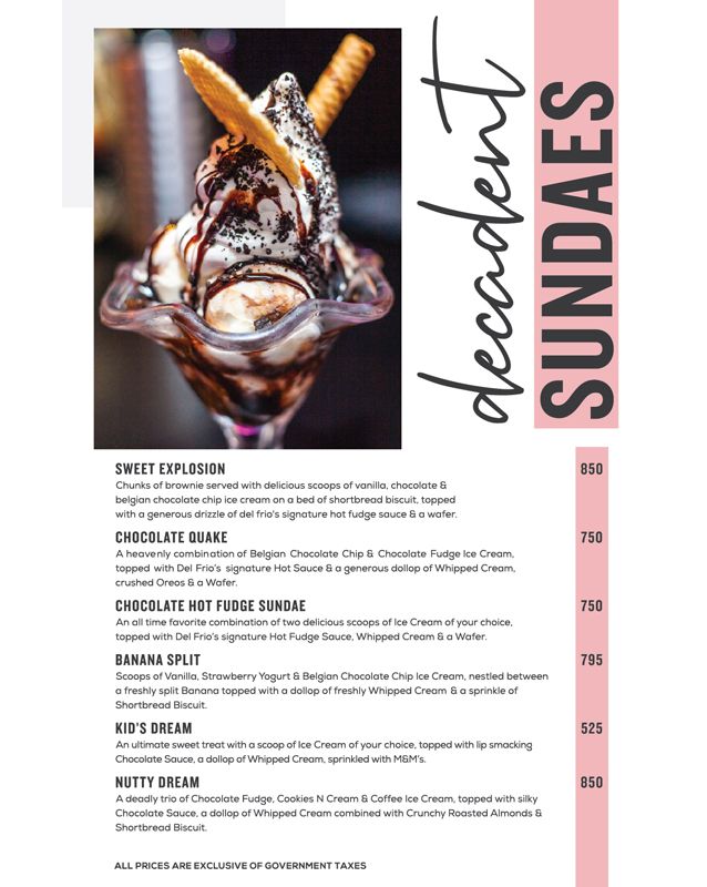 Del Frio menu