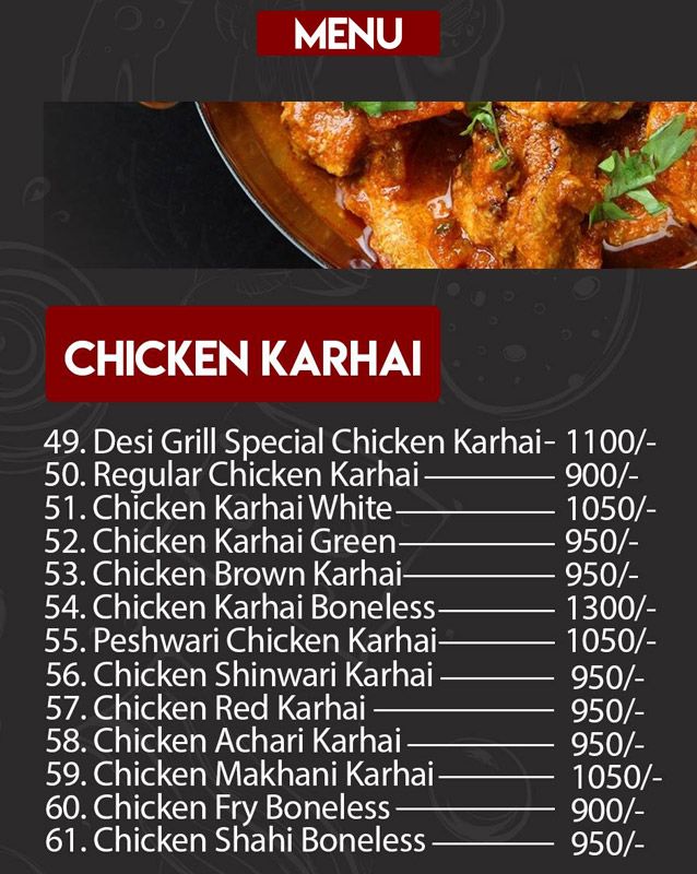 Desi Grill menu