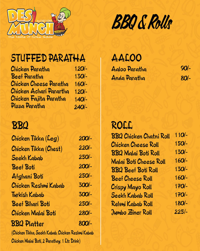 Desi Munch menu