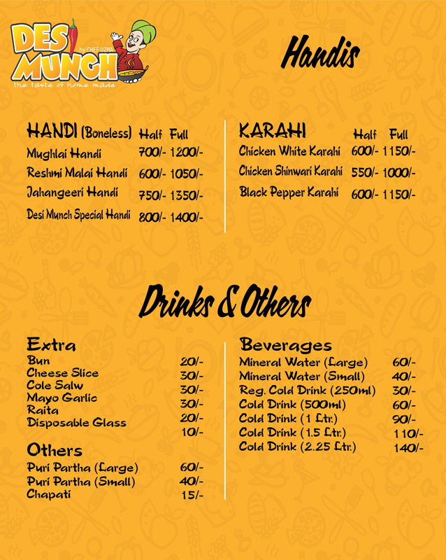 Desi Munch menu