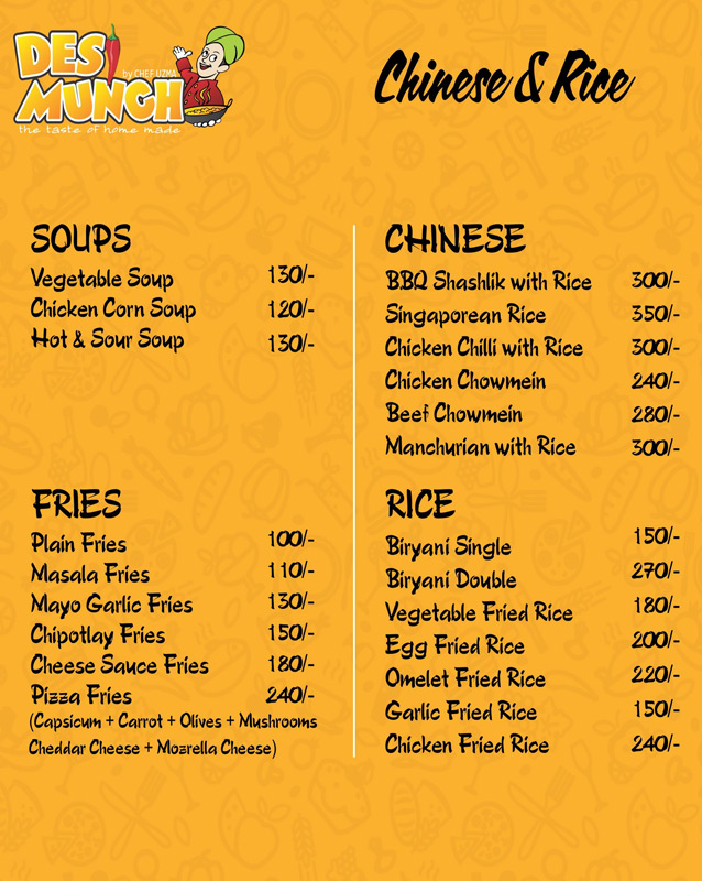 Desi Munch menu