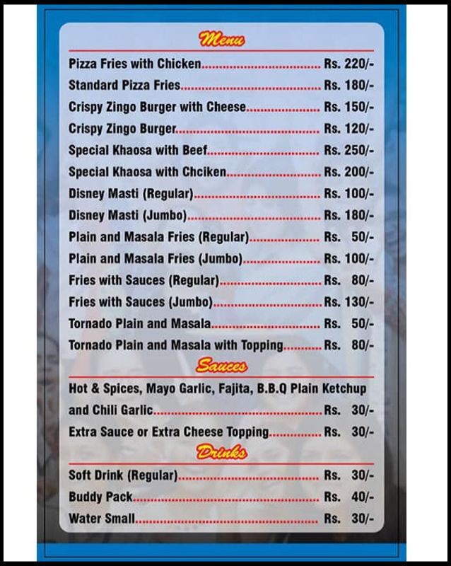 Disney Foods Roll & B.B.Q menu