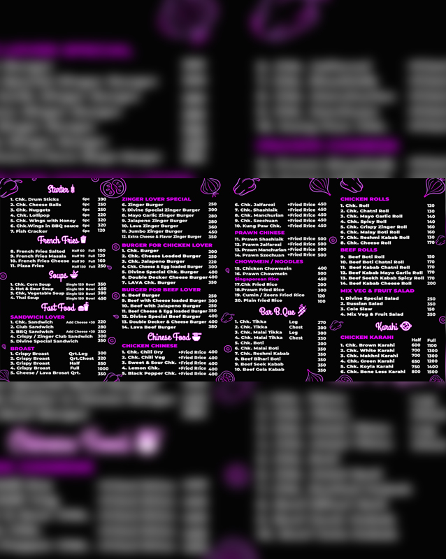 Divine Food Corner menu