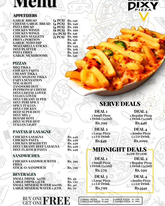 Dixy Pizza  menu