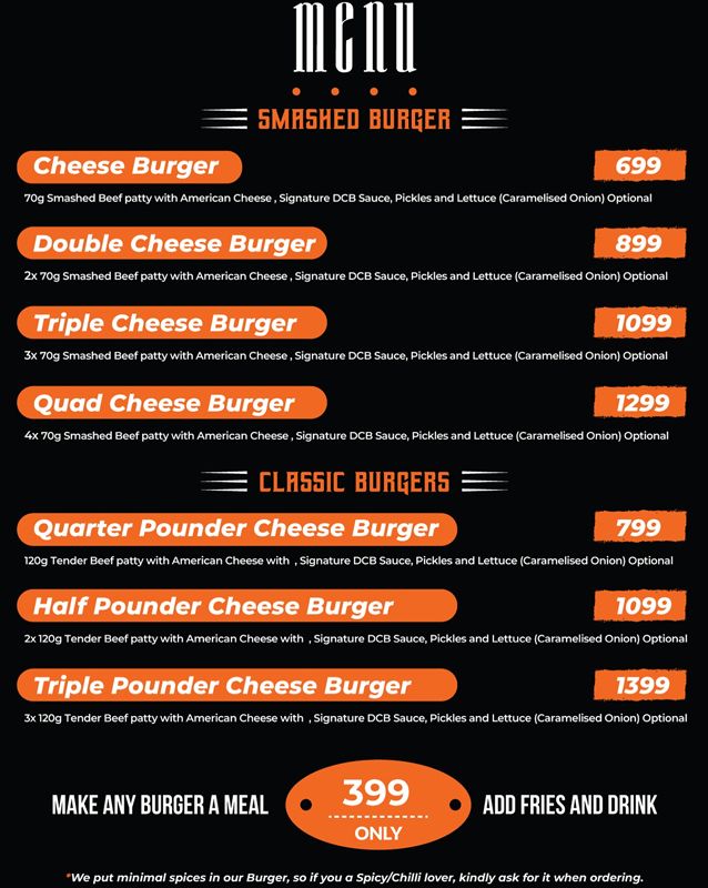 Dollar Cheese Burger menu