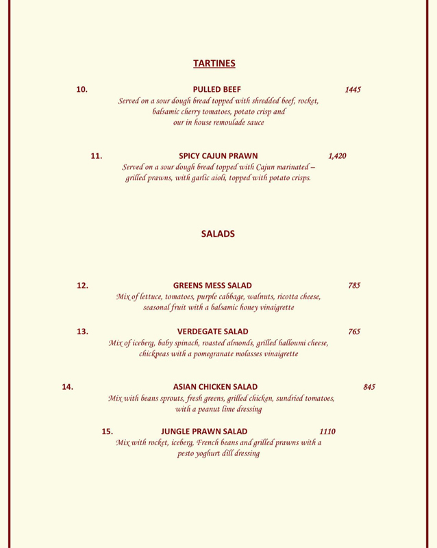 Donatello's menu