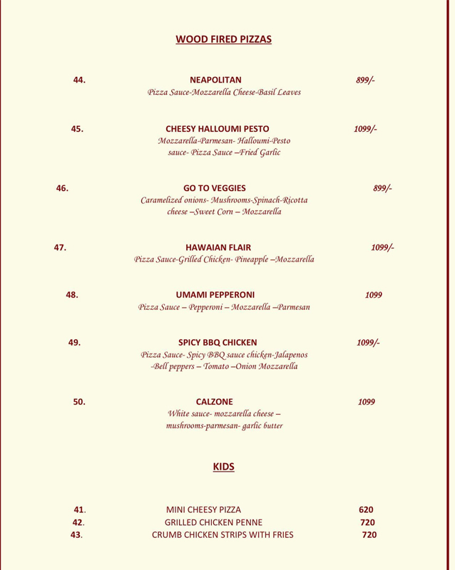 Donatello's menu