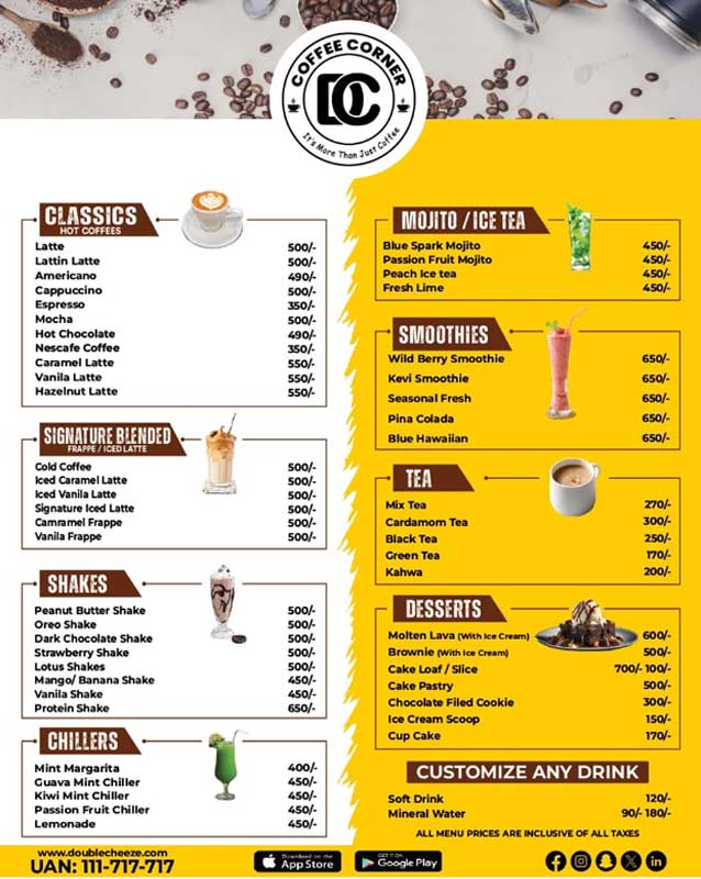 Double Cheeze menu