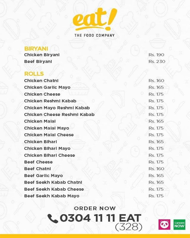 Eat Foods menu