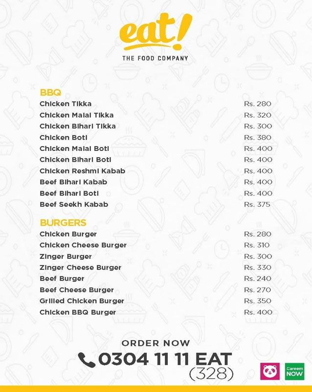 Eat Foods menu