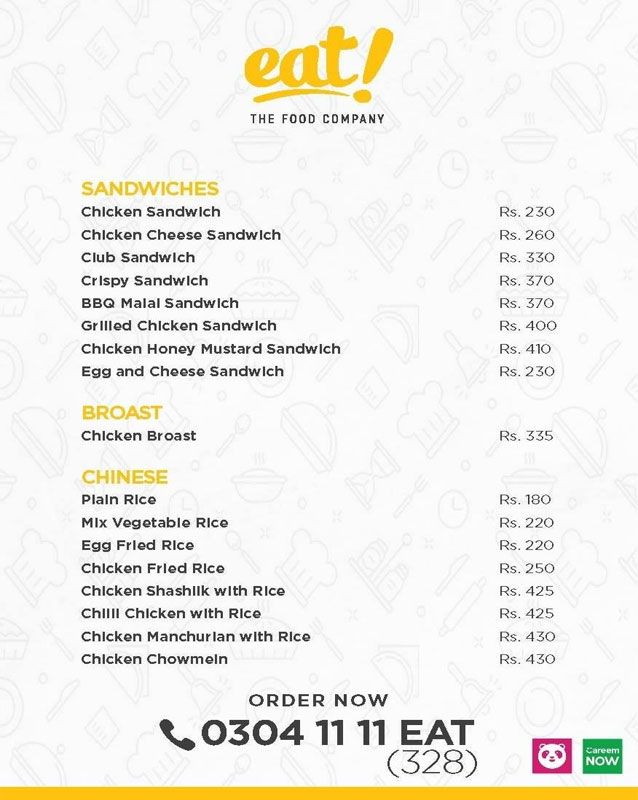 Eat Foods menu