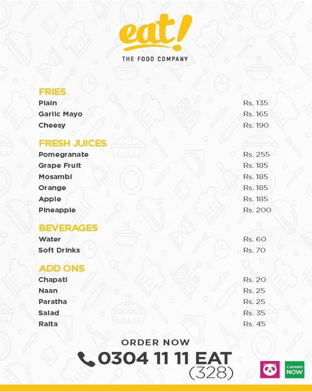 Eat Foods menu