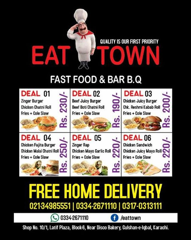 Eat Town menu