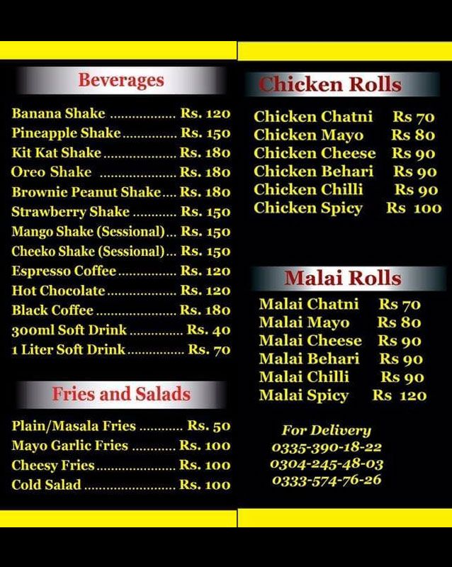 Eataholic menu