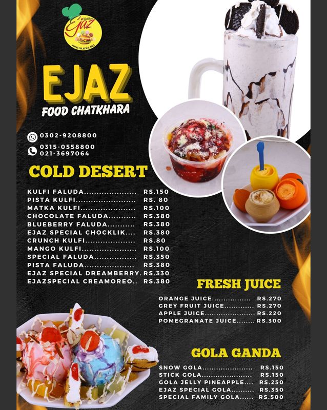 Ejaz Foods Chatkhara menu