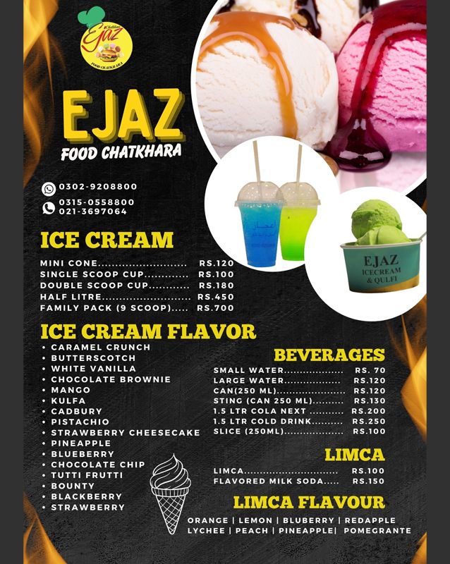Ejaz Foods Chatkhara menu
