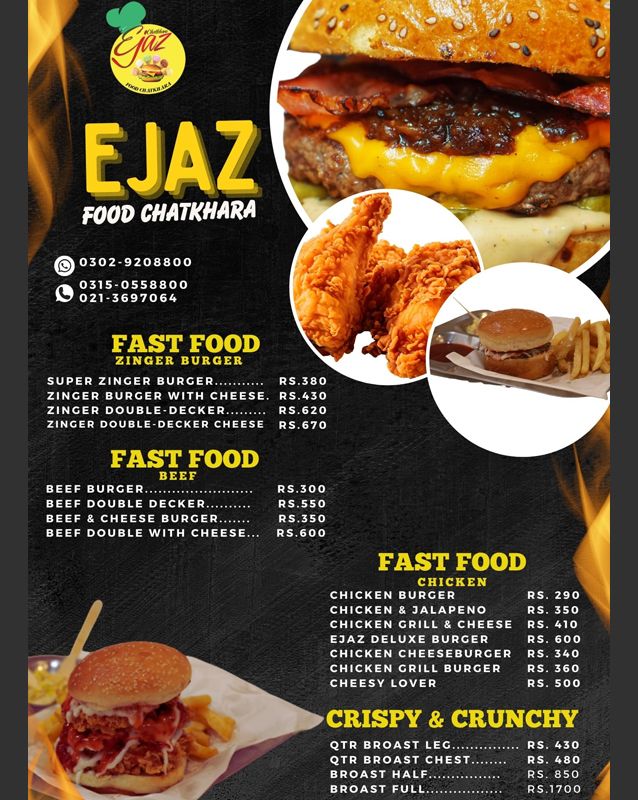 Ejaz Foods Chatkhara menu