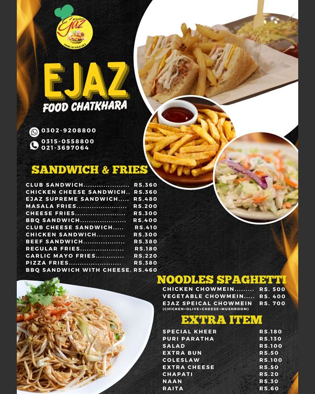 Ejaz Foods Chatkhara menu