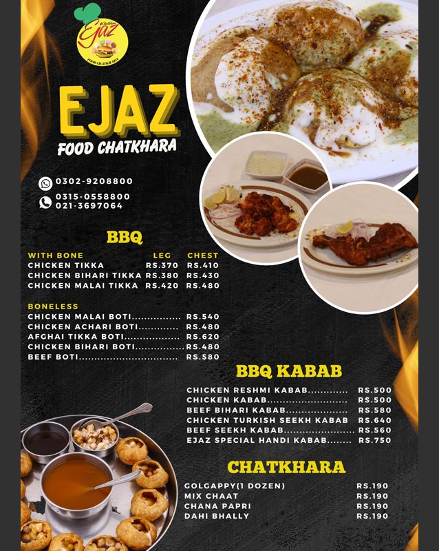 Ejaz Foods Chatkhara menu