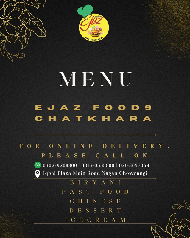 Ejaz Icecream & Chatkhara menu