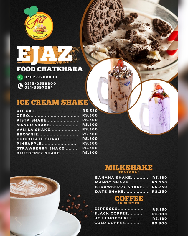 Ejaz Icecream & Chatkhara menu