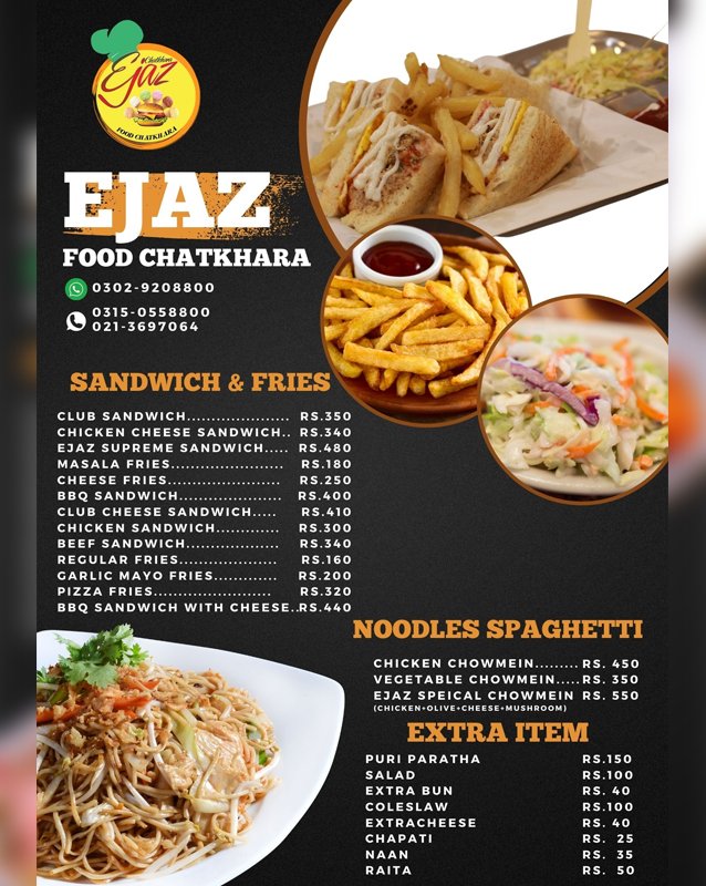 Ejaz Icecream & Chatkhara menu