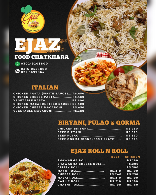 Ejaz Icecream & Chatkhara menu