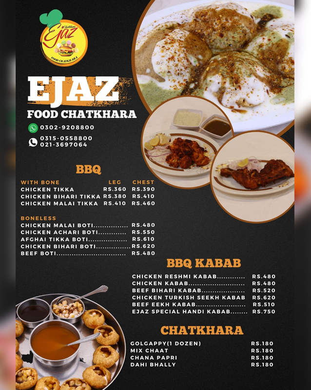 Ejaz Icecream & Chatkhara menu