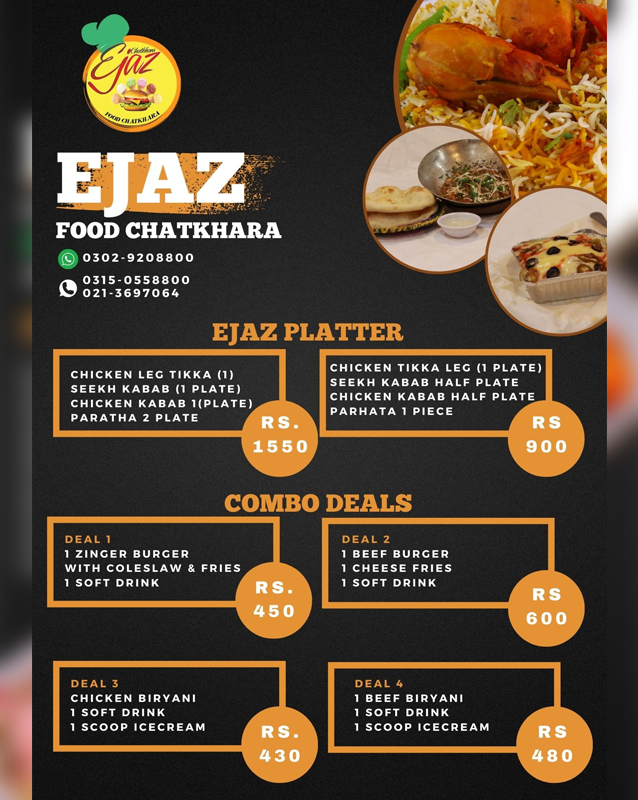 Ejaz Icecream & Chatkhara menu