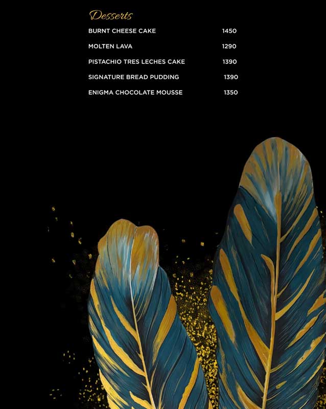 Enigma Restaurant menu