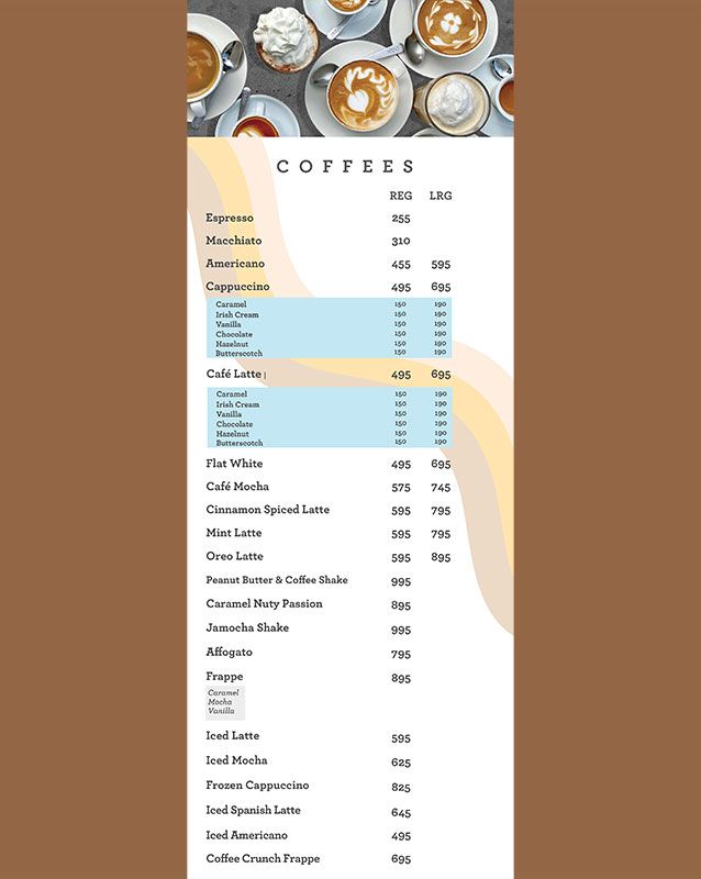 Espresso menu