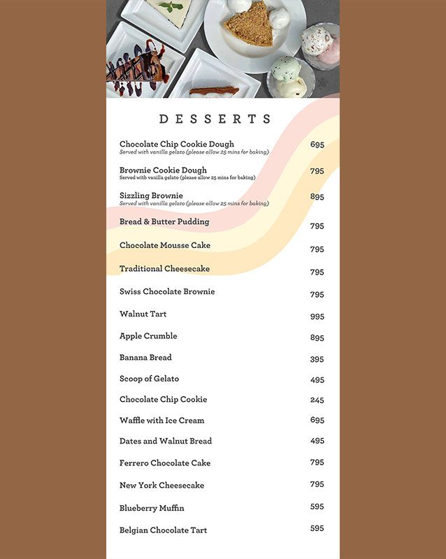 Espresso menu