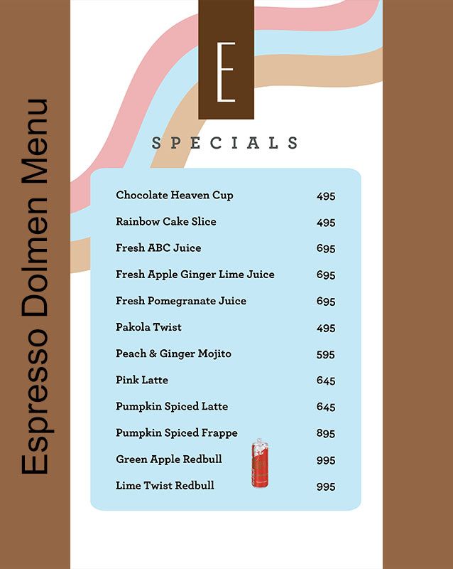 Espresso menu