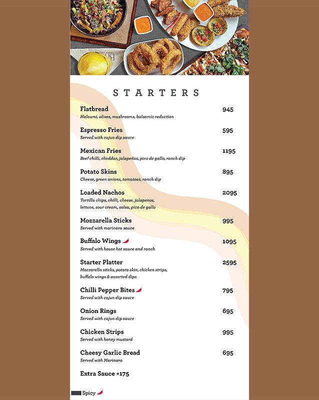 Espresso menu