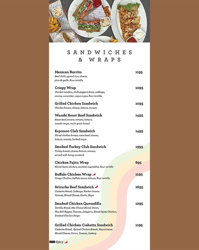 Espresso menu
