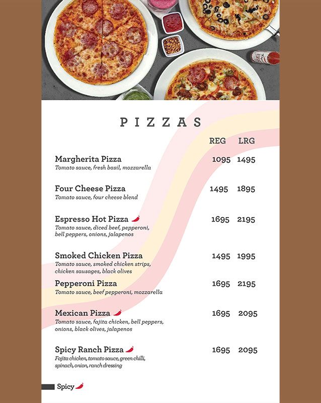 Espresso menu