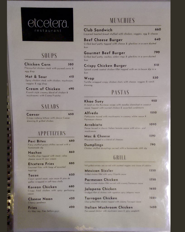 Etcetera menu