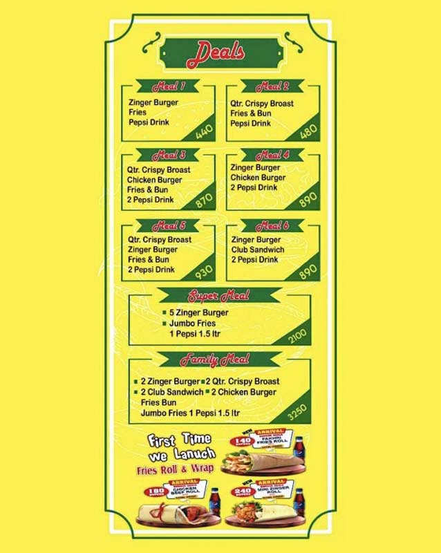 Fakhri Fast Food menu